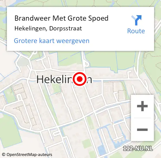 Locatie op kaart van de 112 melding: Brandweer Met Grote Spoed Naar Hekelingen, Dorpsstraat op 15 februari 2015 20:43