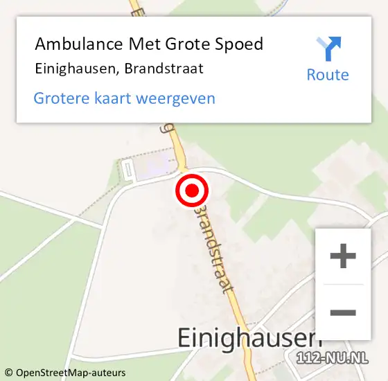 Locatie op kaart van de 112 melding: Ambulance Met Grote Spoed Naar Einighausen, Brandstraat op 15 februari 2015 20:47