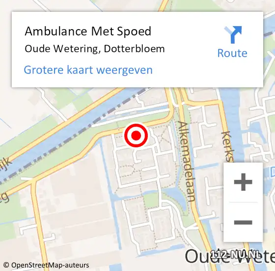 Locatie op kaart van de 112 melding: Ambulance Met Spoed Naar Oude Wetering, Dotterbloem op 15 februari 2015 21:08