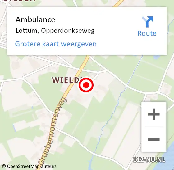 Locatie op kaart van de 112 melding: Ambulance Lottum, Opperdonkseweg op 15 februari 2015 21:22