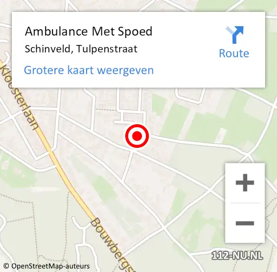 Locatie op kaart van de 112 melding: Ambulance Met Spoed Naar Schinveld, Tulpenstraat op 15 februari 2015 21:30