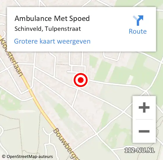 Locatie op kaart van de 112 melding: Ambulance Met Spoed Naar Schinveld, Tulpenstraat op 15 februari 2015 21:40