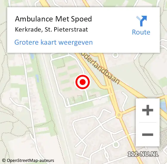 Locatie op kaart van de 112 melding: Ambulance Met Spoed Naar Kerkrade, St. Pieterstraat op 15 februari 2015 21:42