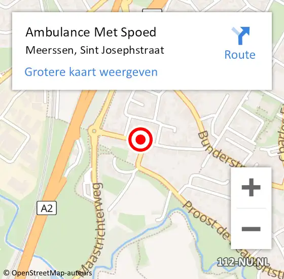 Locatie op kaart van de 112 melding: Ambulance Met Spoed Naar Meerssen, Sint Josephstraat op 15 februari 2015 21:59