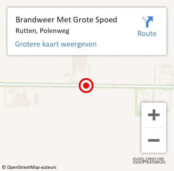 Locatie op kaart van de 112 melding: Brandweer Met Grote Spoed Naar Rutten, Polenweg op 15 februari 2015 22:05