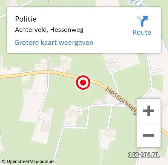 Locatie op kaart van de 112 melding: Politie Achterveld, Hessenweg op 15 februari 2015 22:14