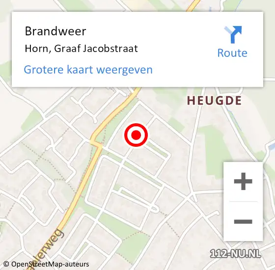 Locatie op kaart van de 112 melding: Brandweer Horn, Graaf Jacobstraat op 15 februari 2015 22:50