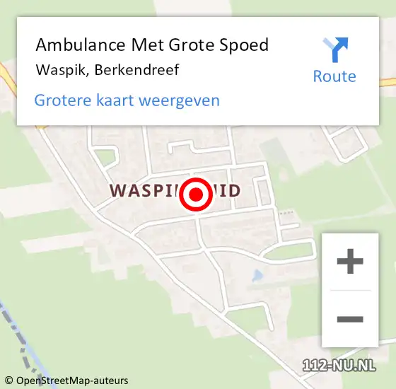 Locatie op kaart van de 112 melding: Ambulance Met Grote Spoed Naar Waspik, Berkendreef op 15 februari 2015 23:23