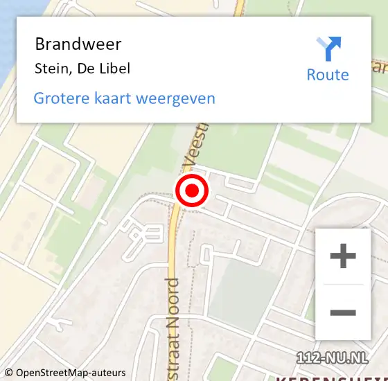 Locatie op kaart van de 112 melding: Brandweer Stein, De Libel op 15 februari 2015 23:43