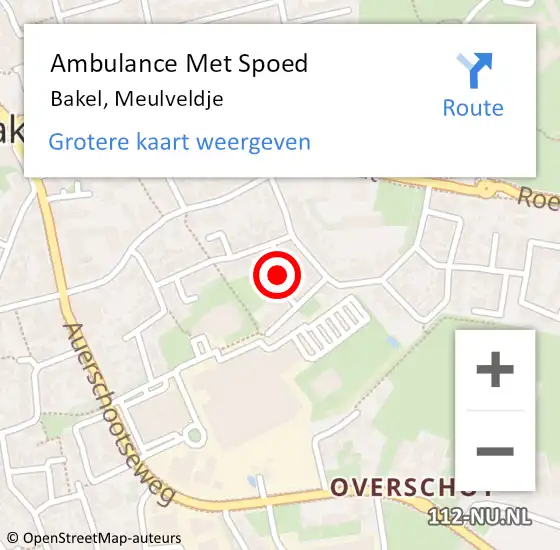 Locatie op kaart van de 112 melding: Ambulance Met Spoed Naar Bakel, Meulveldje op 15 februari 2015 23:44