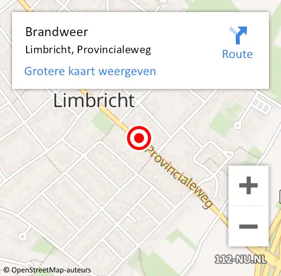 Locatie op kaart van de 112 melding: Brandweer Limbricht, Provincialeweg op 16 februari 2015 01:00