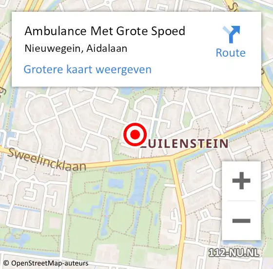 Locatie op kaart van de 112 melding: Ambulance Met Grote Spoed Naar Nieuwegein, Aidalaan op 16 februari 2015 01:28