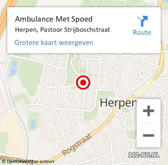 Locatie op kaart van de 112 melding: Ambulance Met Spoed Naar Herpen, Pastoor Strijboschstraat op 16 februari 2015 01:56