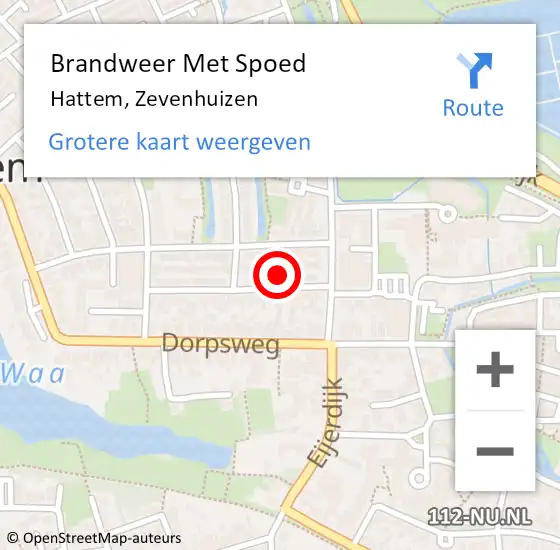 Locatie op kaart van de 112 melding: Brandweer Met Spoed Naar Hattem, Zevenhuizen op 16 februari 2015 02:52