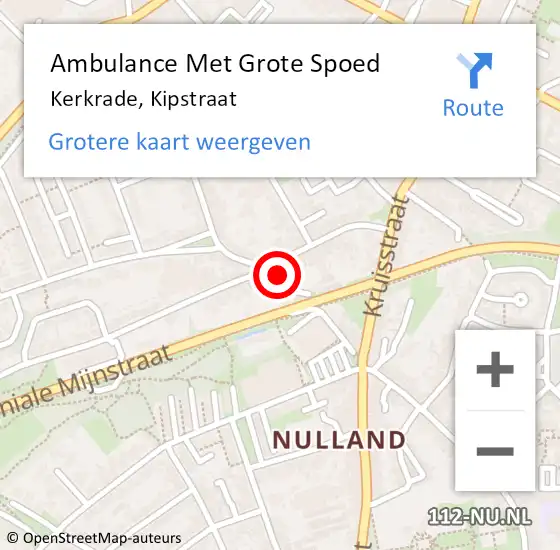 Locatie op kaart van de 112 melding: Ambulance Met Grote Spoed Naar Kerkrade, Kipstraat op 16 februari 2015 03:22