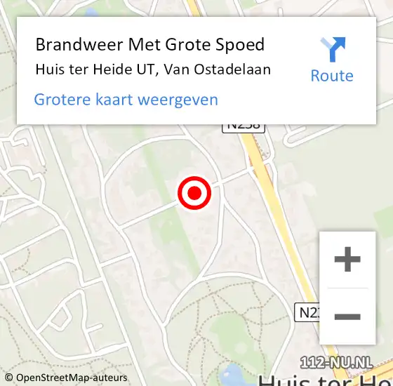 Locatie op kaart van de 112 melding: Brandweer Met Grote Spoed Naar Huis ter Heide UT, Van Ostadelaan op 16 februari 2015 03:34