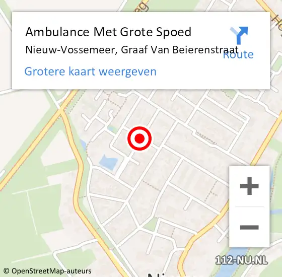 Locatie op kaart van de 112 melding: Ambulance Met Grote Spoed Naar Nieuw-Vossemeer, Graaf Van Beierenstraat op 16 februari 2015 03:52