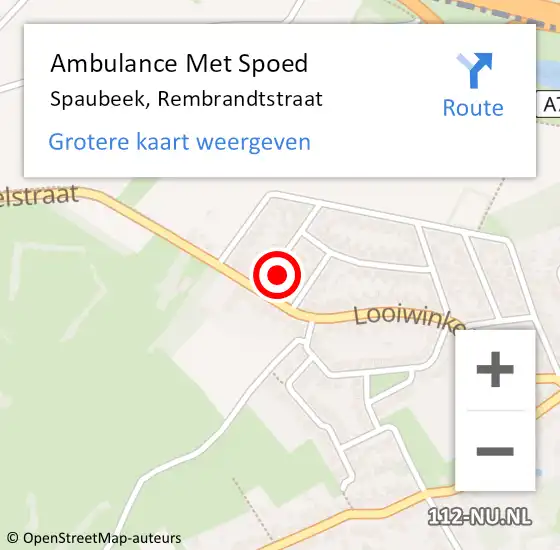 Locatie op kaart van de 112 melding: Ambulance Met Spoed Naar Spaubeek, Rembrandtstraat op 16 februari 2015 06:05