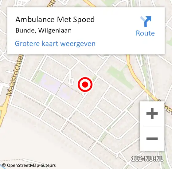 Locatie op kaart van de 112 melding: Ambulance Met Spoed Naar Bunde, Wilgenlaan op 16 februari 2015 06:30