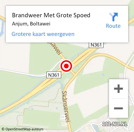 Locatie op kaart van de 112 melding: Brandweer Met Grote Spoed Naar Anjum, Boltawei op 16 februari 2015 07:04