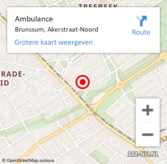 Locatie op kaart van de 112 melding: Ambulance Brunssum, Akerstraat-Noord op 16 februari 2015 07:33