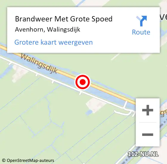 Locatie op kaart van de 112 melding: Brandweer Met Grote Spoed Naar Avenhorn, Walingsdijk op 16 februari 2015 08:29