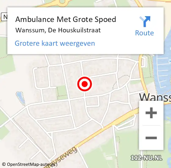 Locatie op kaart van de 112 melding: Ambulance Met Grote Spoed Naar Wanssum, De Houskuilstraat op 29 oktober 2013 23:38