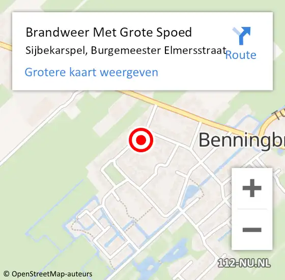 Locatie op kaart van de 112 melding: Brandweer Met Grote Spoed Naar Sijbekarspel, Burgemeester Elmersstraat op 16 februari 2015 09:30