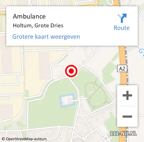 Locatie op kaart van de 112 melding: Ambulance Holtum, Grote Dries op 16 februari 2015 09:34