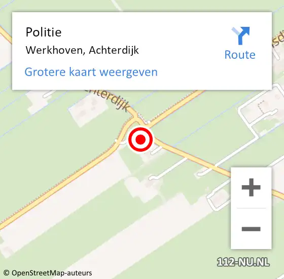 Locatie op kaart van de 112 melding: Politie Werkhoven, Achterdijk op 16 februari 2015 09:44