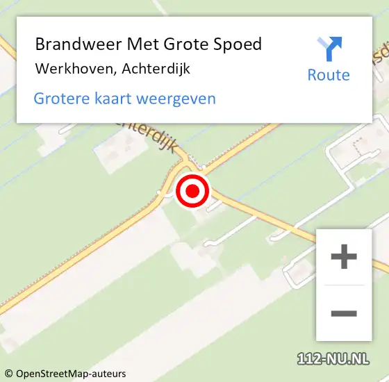 Locatie op kaart van de 112 melding: Brandweer Met Grote Spoed Naar Werkhoven, Achterdijk op 16 februari 2015 09:45