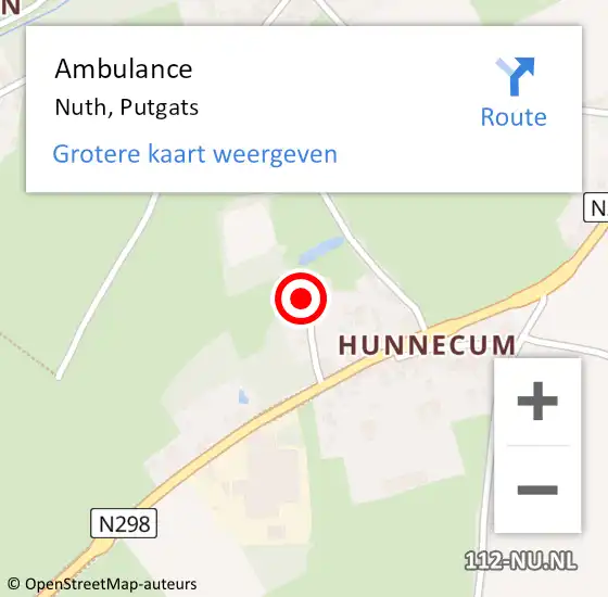 Locatie op kaart van de 112 melding: Ambulance Nuth, Putgats op 16 februari 2015 10:29