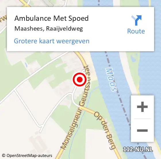 Locatie op kaart van de 112 melding: Ambulance Met Spoed Naar Maashees, Raaijveldweg op 16 februari 2015 10:31