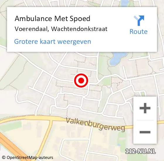 Locatie op kaart van de 112 melding: Ambulance Met Spoed Naar Voerendaal, Wachtendonkstraat op 16 februari 2015 10:58