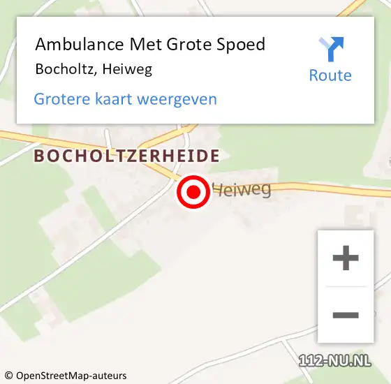 Locatie op kaart van de 112 melding: Ambulance Met Grote Spoed Naar Bocholtz, Heiweg op 16 februari 2015 11:01