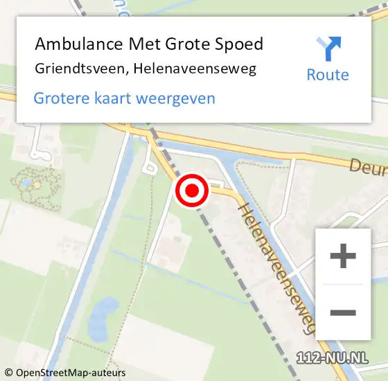 Locatie op kaart van de 112 melding: Ambulance Met Grote Spoed Naar Griendtsveen, Helenaveenseweg op 16 februari 2015 11:42