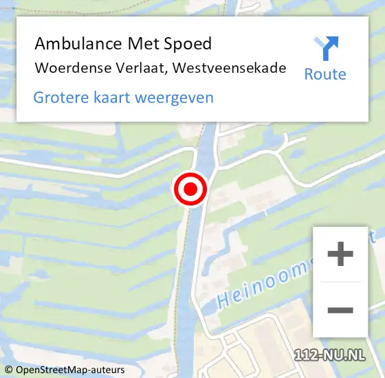 Locatie op kaart van de 112 melding: Ambulance Met Spoed Naar Woerdense Verlaat, Westveensekade op 16 februari 2015 11:46