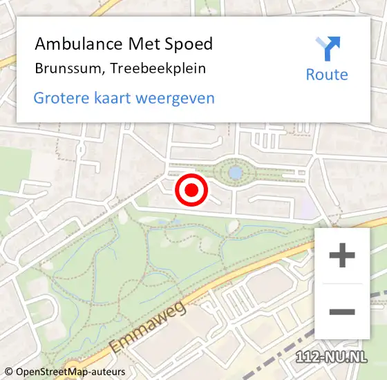 Locatie op kaart van de 112 melding: Ambulance Met Spoed Naar Brunssum, Treebeekplein op 16 februari 2015 11:47