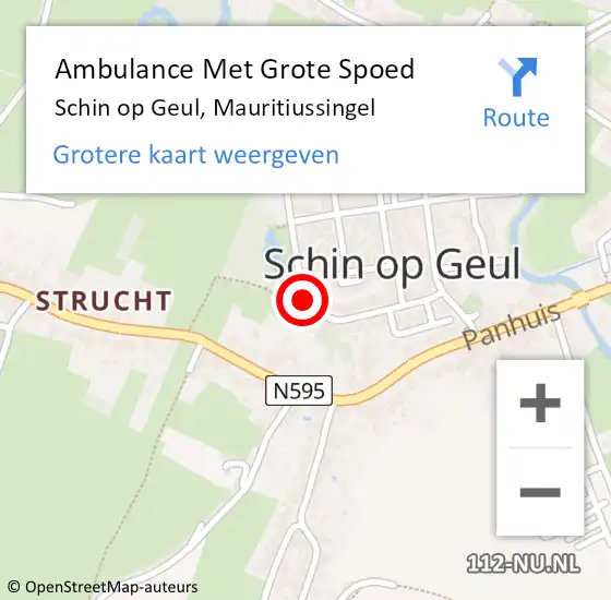 Locatie op kaart van de 112 melding: Ambulance Met Grote Spoed Naar Schin op Geul, Mauritiussingel op 16 februari 2015 12:22