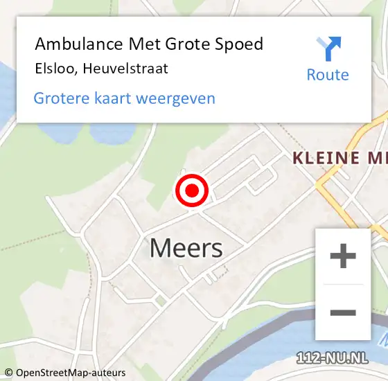 Locatie op kaart van de 112 melding: Ambulance Met Grote Spoed Naar Elsloo, Heuvelstraat op 30 oktober 2013 01:06