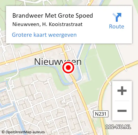 Locatie op kaart van de 112 melding: Brandweer Met Grote Spoed Naar Nieuwveen, H. Kooistrastraat op 16 februari 2015 13:23