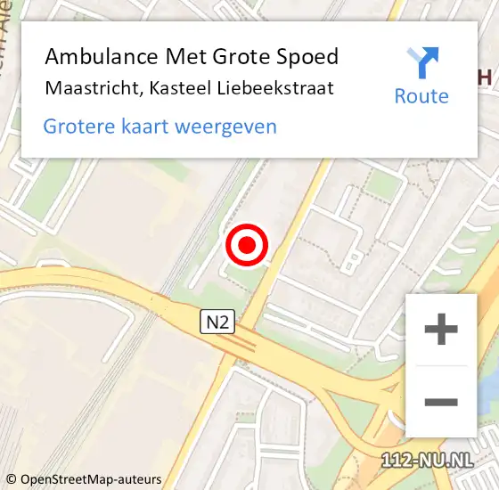 Locatie op kaart van de 112 melding: Ambulance Met Grote Spoed Naar Maastricht, Kasteel Liebeekstraat op 16 februari 2015 13:50