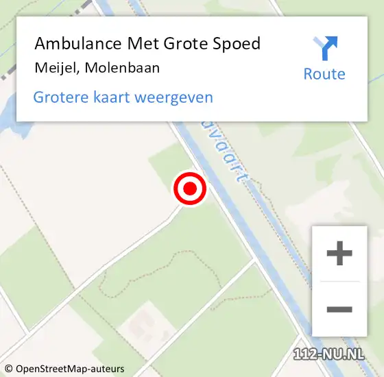 Locatie op kaart van de 112 melding: Ambulance Met Grote Spoed Naar Meijel, Molenbaan op 16 februari 2015 13:54