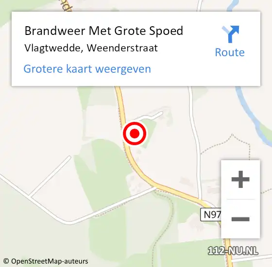 Locatie op kaart van de 112 melding: Brandweer Met Grote Spoed Naar Vlagtwedde, Weenderstraat op 16 februari 2015 13:55