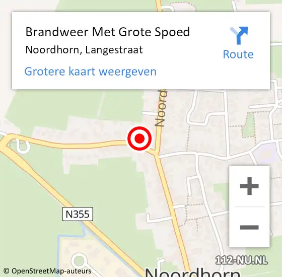 Locatie op kaart van de 112 melding: Brandweer Met Grote Spoed Naar Noordhorn, Langestraat op 16 februari 2015 14:19