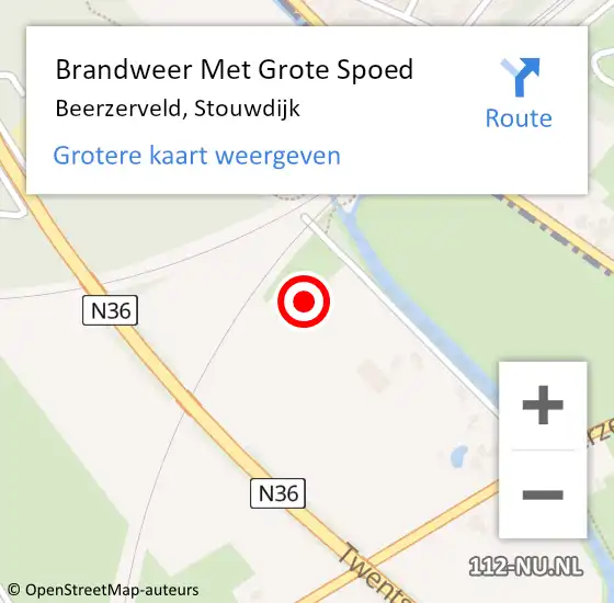 Locatie op kaart van de 112 melding: Brandweer Met Grote Spoed Naar Beerzerveld, Stouwdijk op 16 februari 2015 14:27