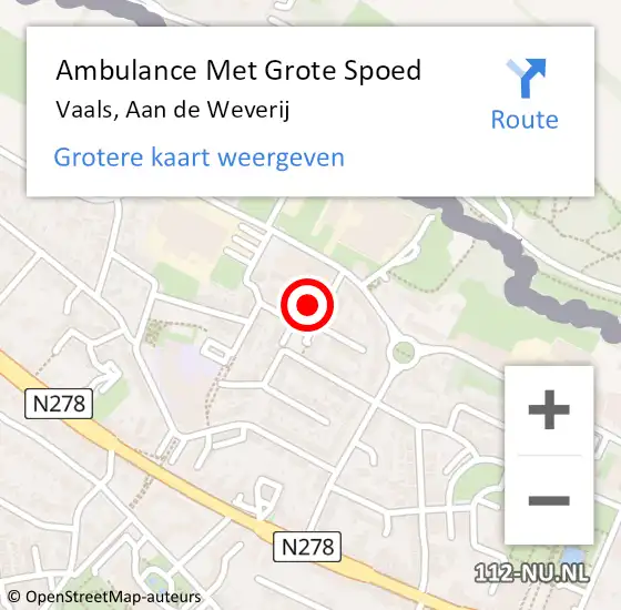 Locatie op kaart van de 112 melding: Ambulance Met Grote Spoed Naar Vaals, Aan de Weverij op 16 februari 2015 14:39