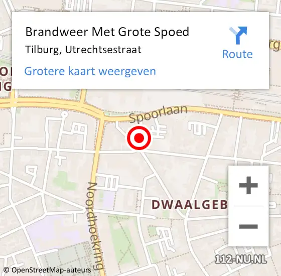 Locatie op kaart van de 112 melding: Brandweer Met Grote Spoed Naar Tilburg, Utrechtsestraat op 16 februari 2015 14:55