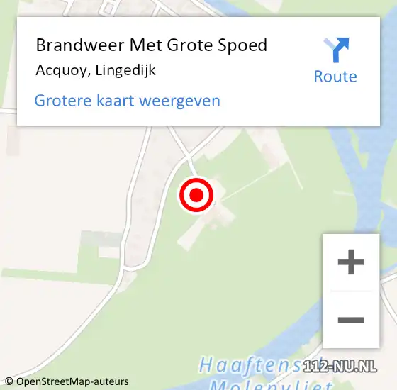 Locatie op kaart van de 112 melding: Brandweer Met Grote Spoed Naar Acquoy, Lingedijk op 16 februari 2015 15:21