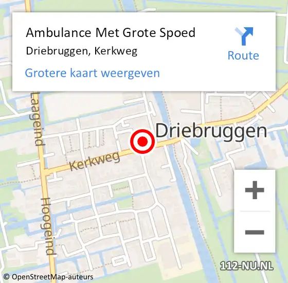 Locatie op kaart van de 112 melding: Ambulance Met Grote Spoed Naar Driebruggen, Kerkweg op 16 februari 2015 15:53